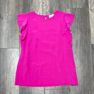 Kate Spade Pink Ruffled Flutter Sleeve Blouse